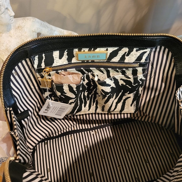 L.A.M.B. by Gwen Stefani Kingston Newspaper Print Zebra Print Bowler Bag #118 - Picture 14 of 15